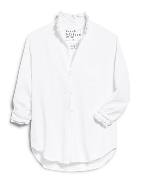 EILEEN RUFFLE BUTTON UP SHIRT- WHITE