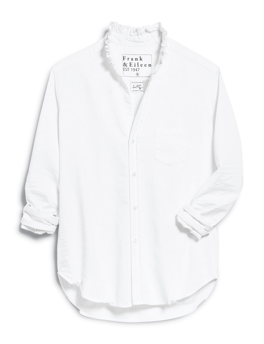 EILEEN RUFFLE BUTTON UP SHIRT- WHITE