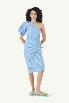 ONE SHOULDER PUFF SLEEEVE DRESS