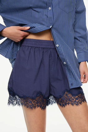LUMI SHORTS WITH LACE TRIM- NAVY