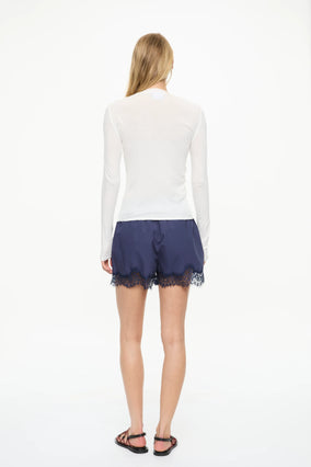 LUMI SHORTS WITH LACE TRIM- NAVY