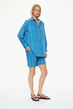 MARA OVERSIZED LONG SLEEVE SHIRT STRIPE- TUTTI FRUTTI/INK BLUE