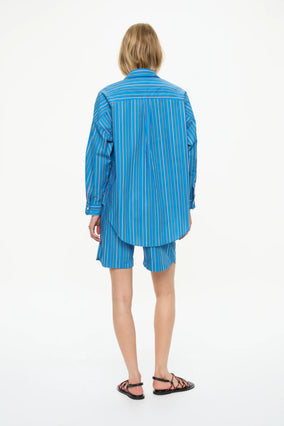 MARA OVERSIZED LONG SLEEVE SHIRT STRIPE- TUTTI FRUTTI/INK BLUE