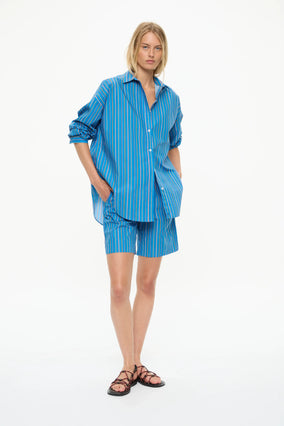 MARA OVERSIZED LONG SLEEVE SHIRT STRIPE- TUTTI FRUTTI/INK BLUE