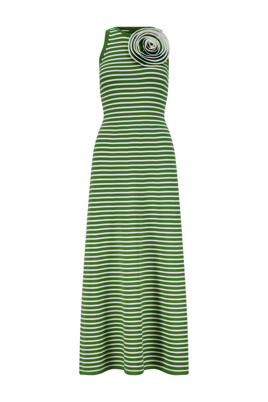 ROSE DETAIL KNIT HALTER DRESS