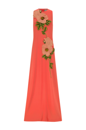 PEONY EMBROIDERED FLUID CREPE FRANCIE GOWN