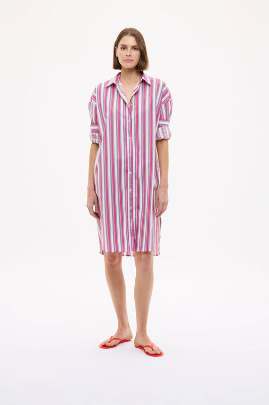 CHIARA LONG SLEEVE MIDI DRESS- STRIPE