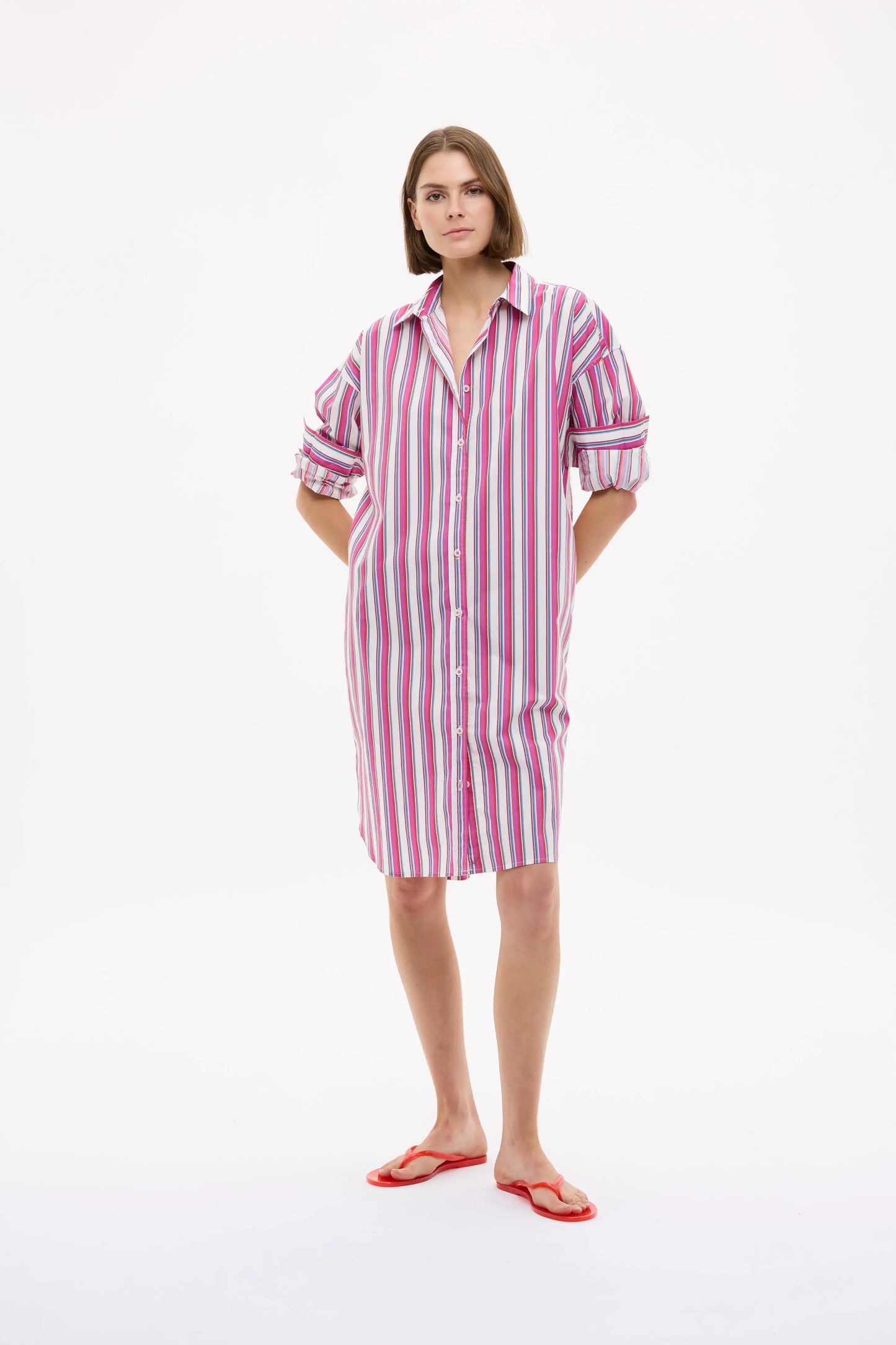 CHIARA LONG SLEEVE MIDI DRESS- STRIPE