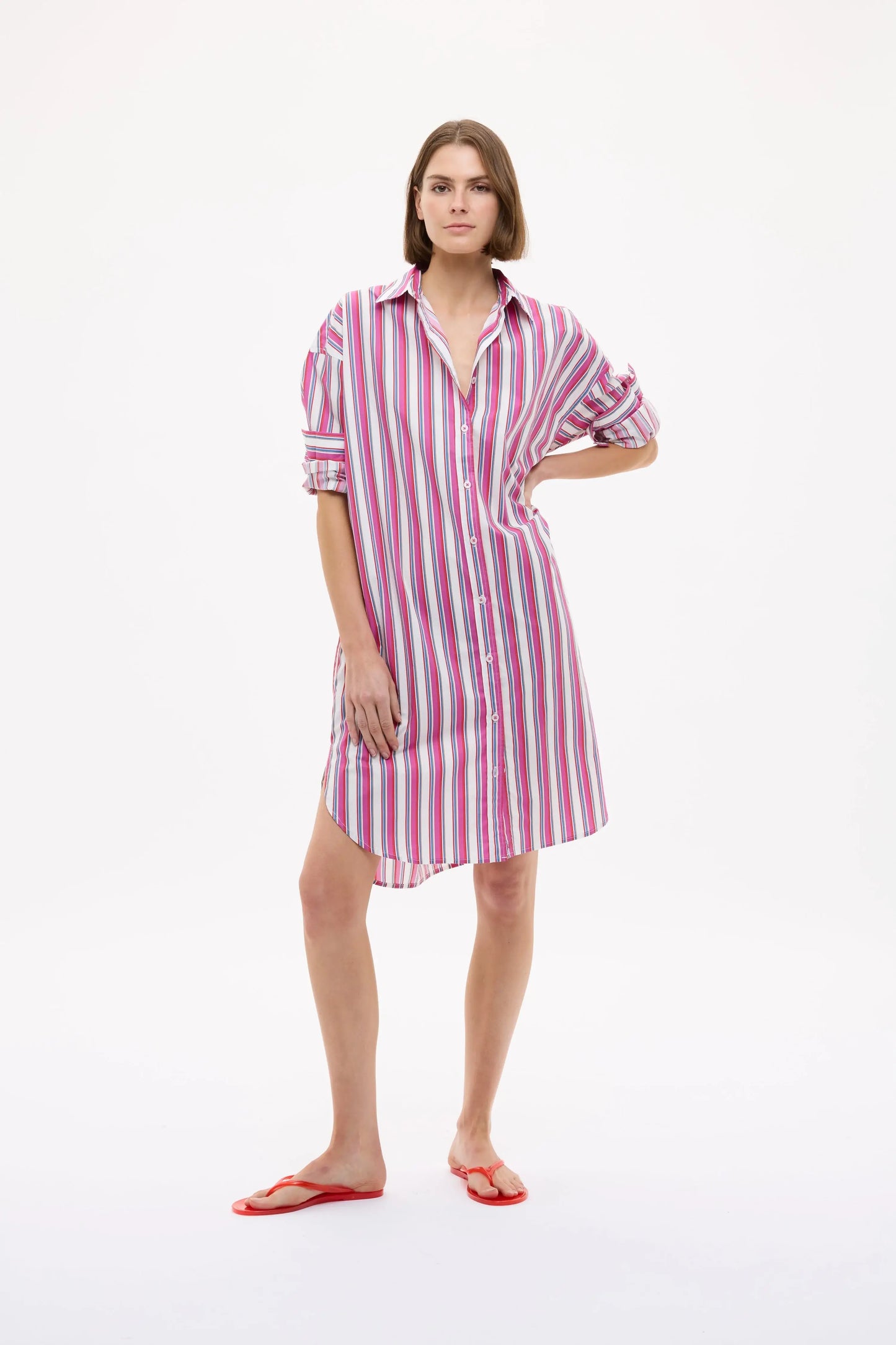 CHIARA LONG SLEEVE MIDI DRESS- STRIPE