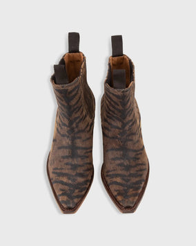 SHORT COWBOY BOOT - BROWN TIGER SUEDE
