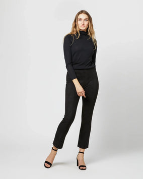 FAYE CROPPED SEAMED PANT- BLACK SUEDE