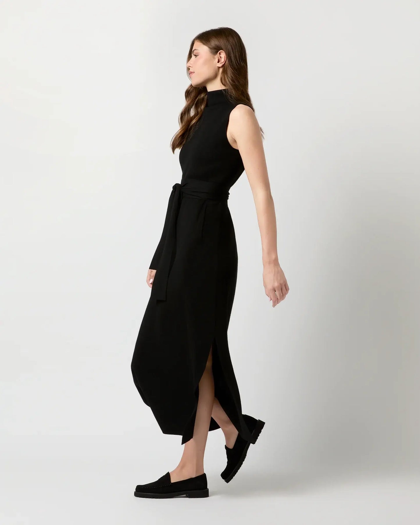 MAYA LONG FUNNEL-NECK DRESS