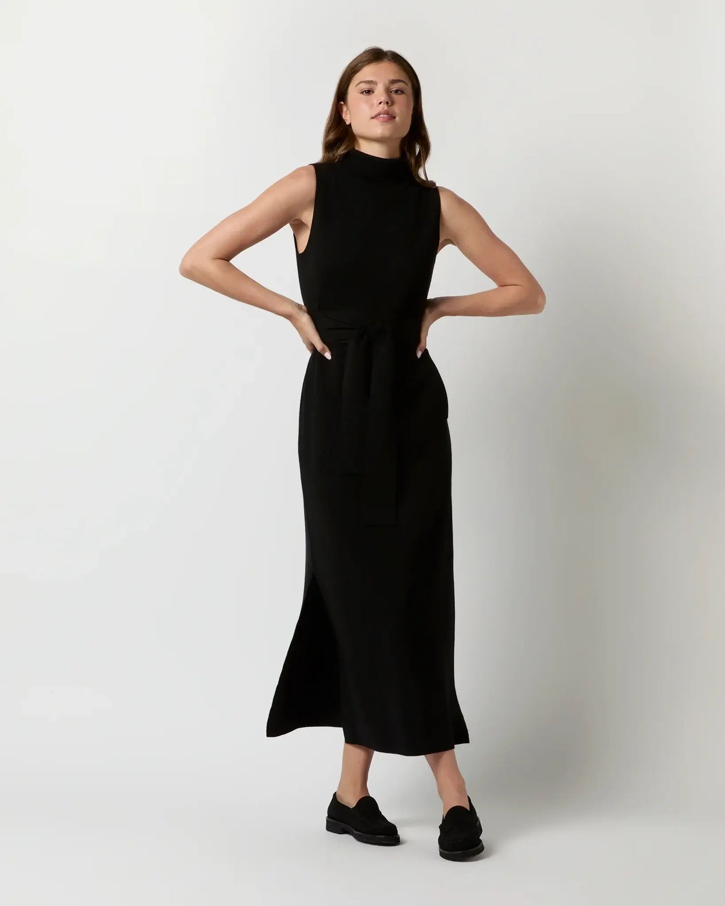 MAYA LONG FUNNEL-NECK DRESS