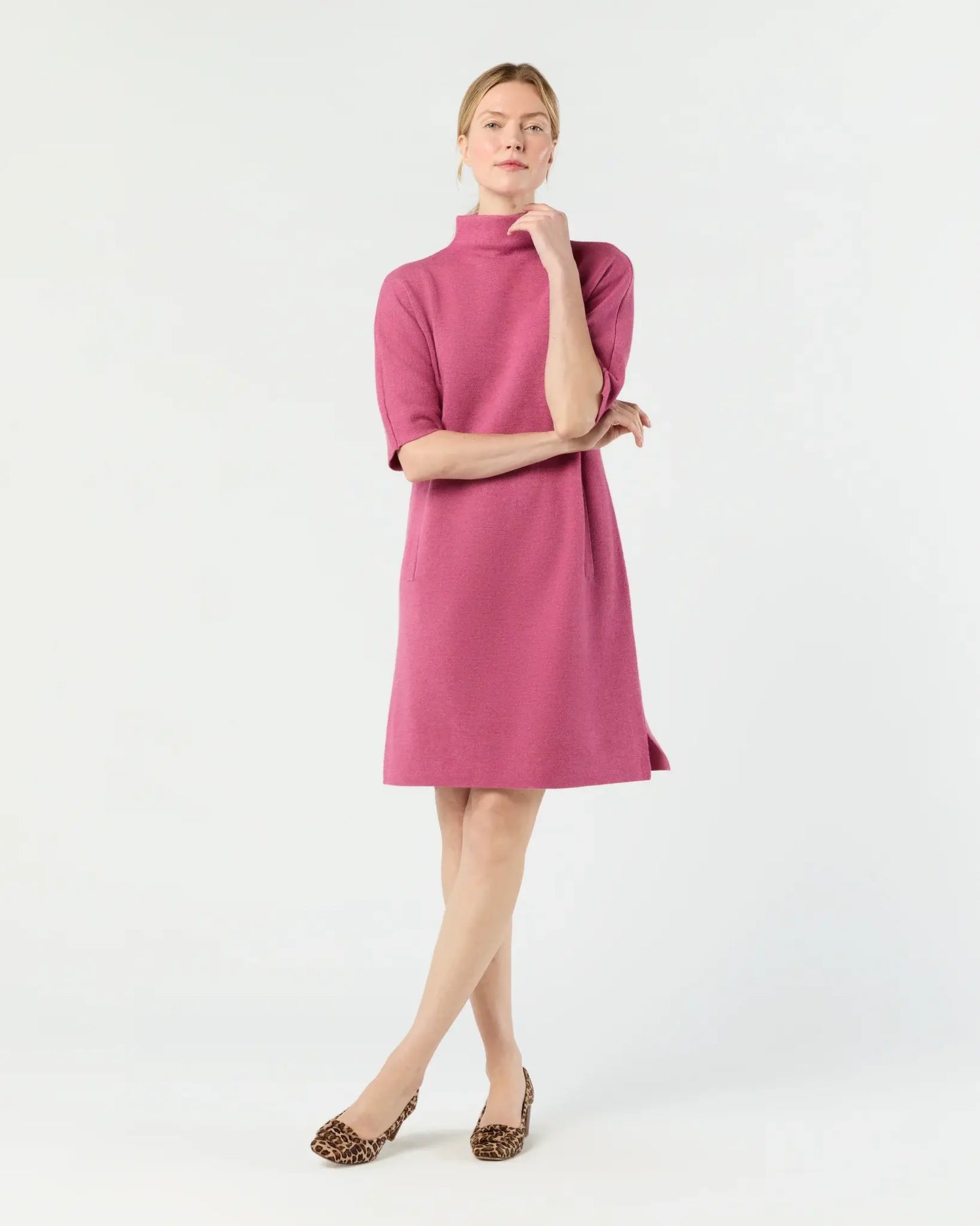 ROWAN SHORT-SLEEVED FUNNEL NECK DRESS