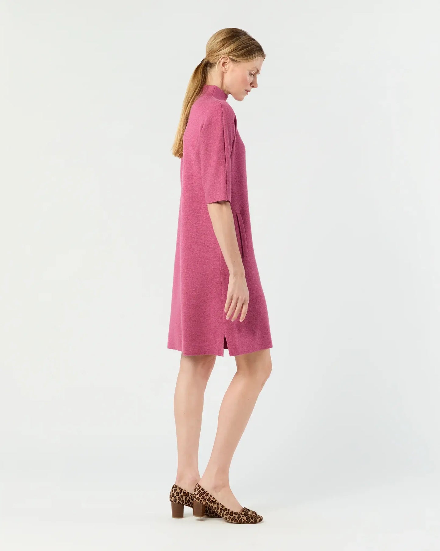 ROWAN SHORT-SLEEVED FUNNEL NECK DRESS