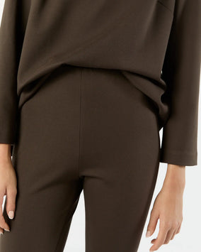 FAYE FLARE CROPPED PANT - COFFEE BI-STRETCH TRICOTINE