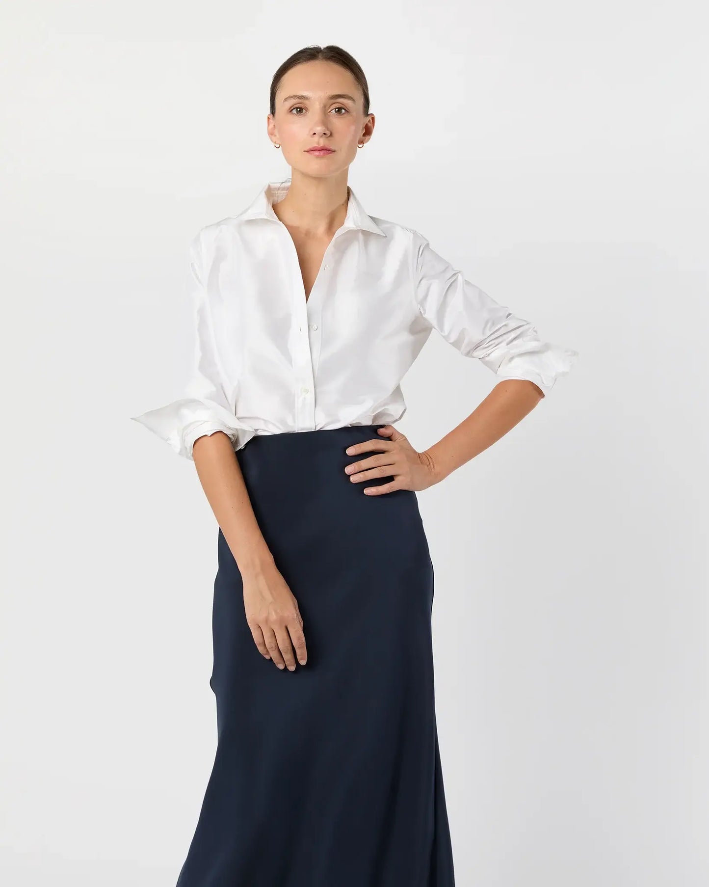 SIDNEY SHIRT- IVORY SILK SHANTUNG