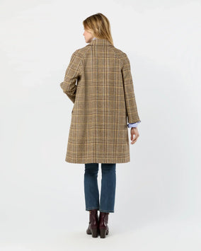 BALMACAAN COAT- BROWN/SKY GLEN PLAID TWEED