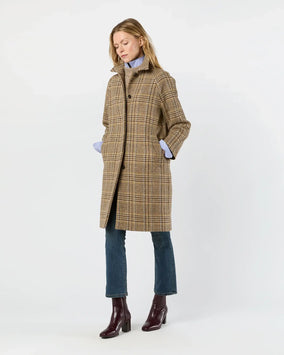 BALMACAAN COAT- BROWN/SKY GLEN PLAID TWEED