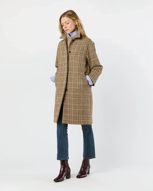BALMACAAN COAT- BROWN/SKY GLEN PLAID TWEED