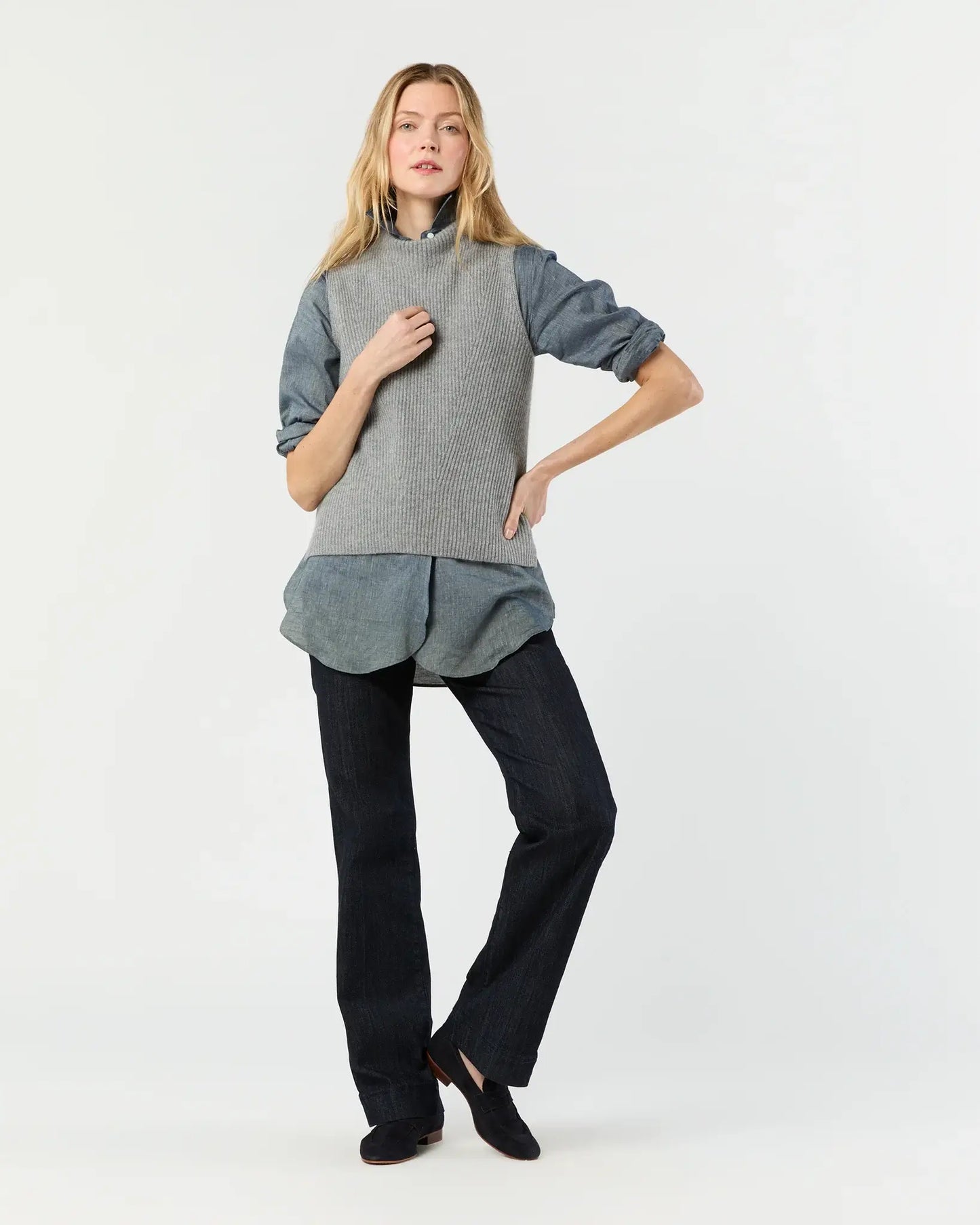 HENRIETTE VEST- MID HEATHER GREY CASHMERE