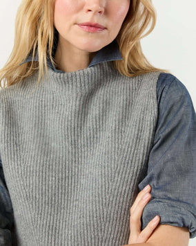 HENRIETTE VEST- MID HEATHER GREY CASHMERE