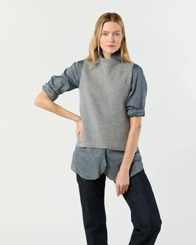HENRIETTE VEST- MID HEATHER GREY CASHMERE