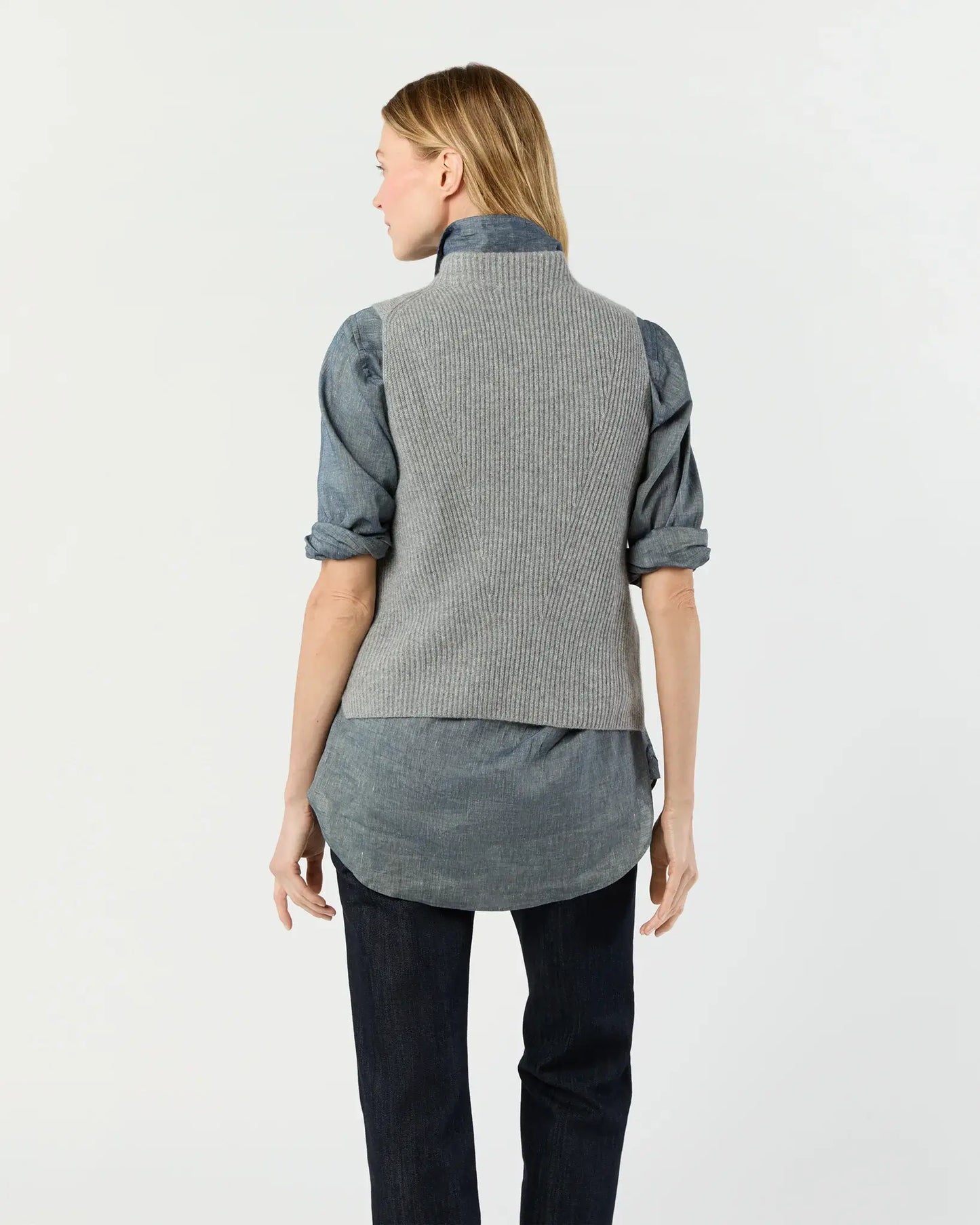 HENRIETTE VEST- MID HEATHER GREY CASHMERE