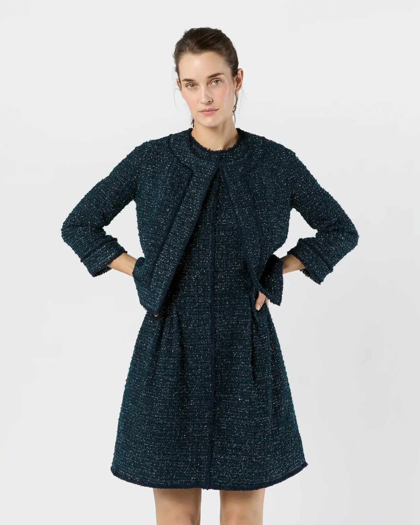 KITSY JACKET- NAVY/MALLARD SPARKLE TWEED