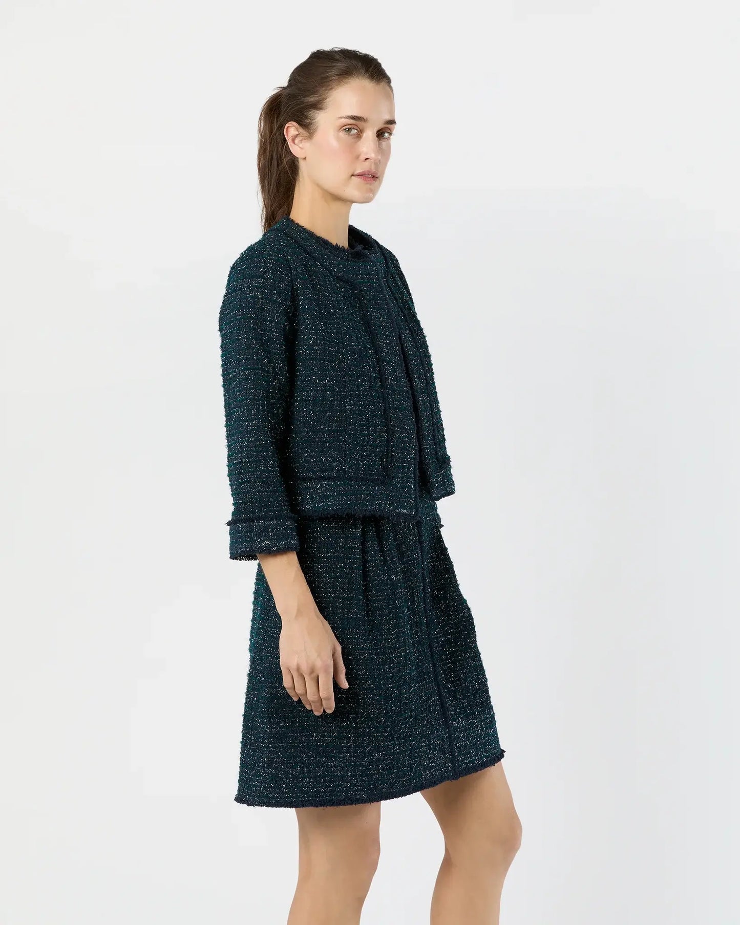 KITSY JACKET- NAVY/MALLARD SPARKLE TWEED