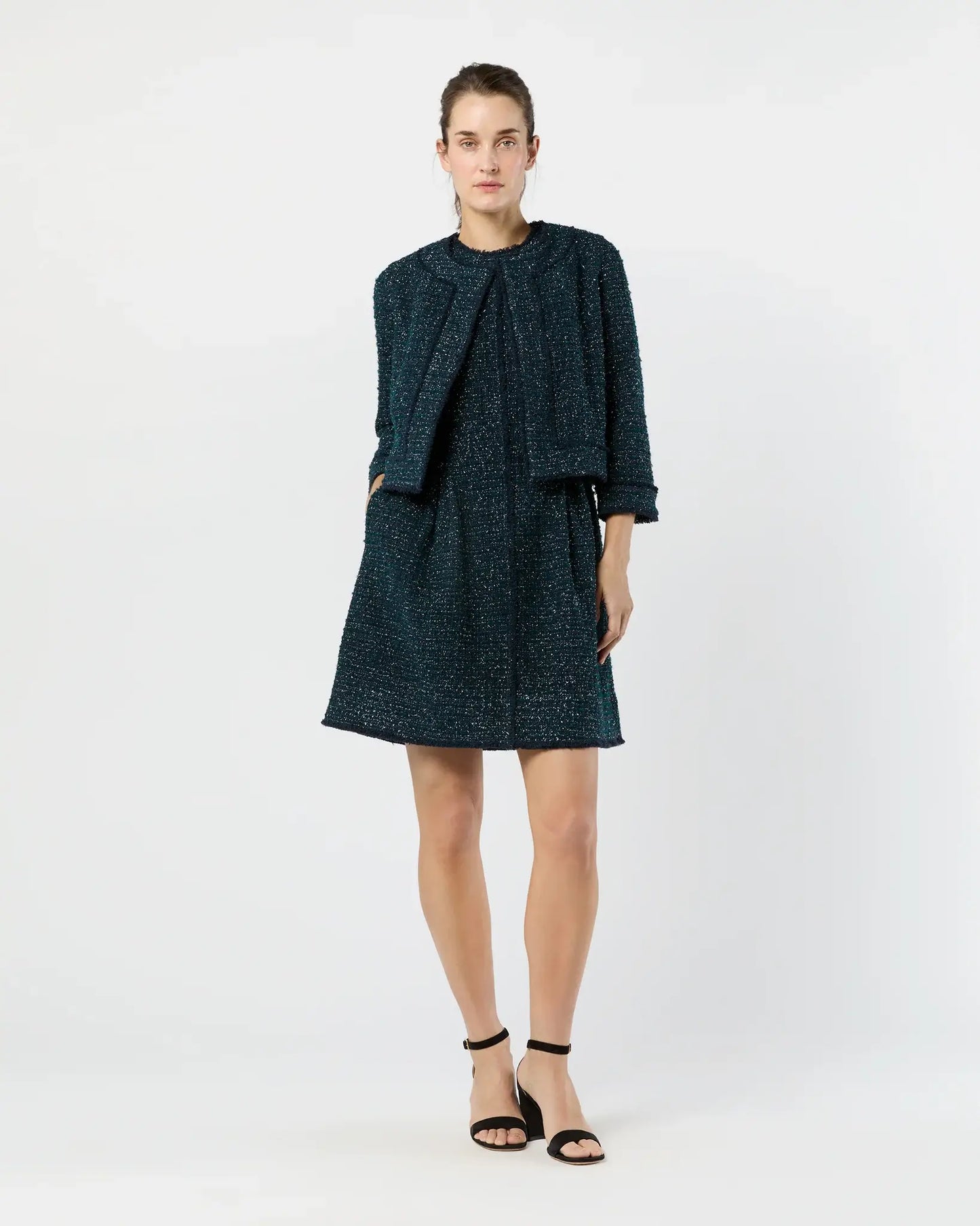 KITSY JACKET- NAVY/MALLARD SPARKLE TWEED