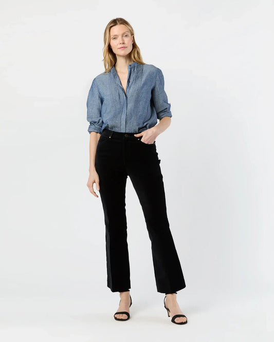 KENDALL FLARE 5-POCKET JEAN- BLACK STRETCH VELVETEEN