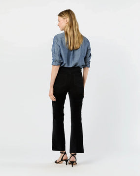KENDALL FLARE 5-POCKET JEAN- BLACK STRETCH VELVETEEN