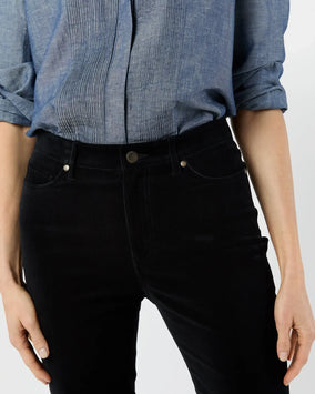 KENDALL FLARE 5-POCKET JEAN- BLACK STRETCH VELVETEEN