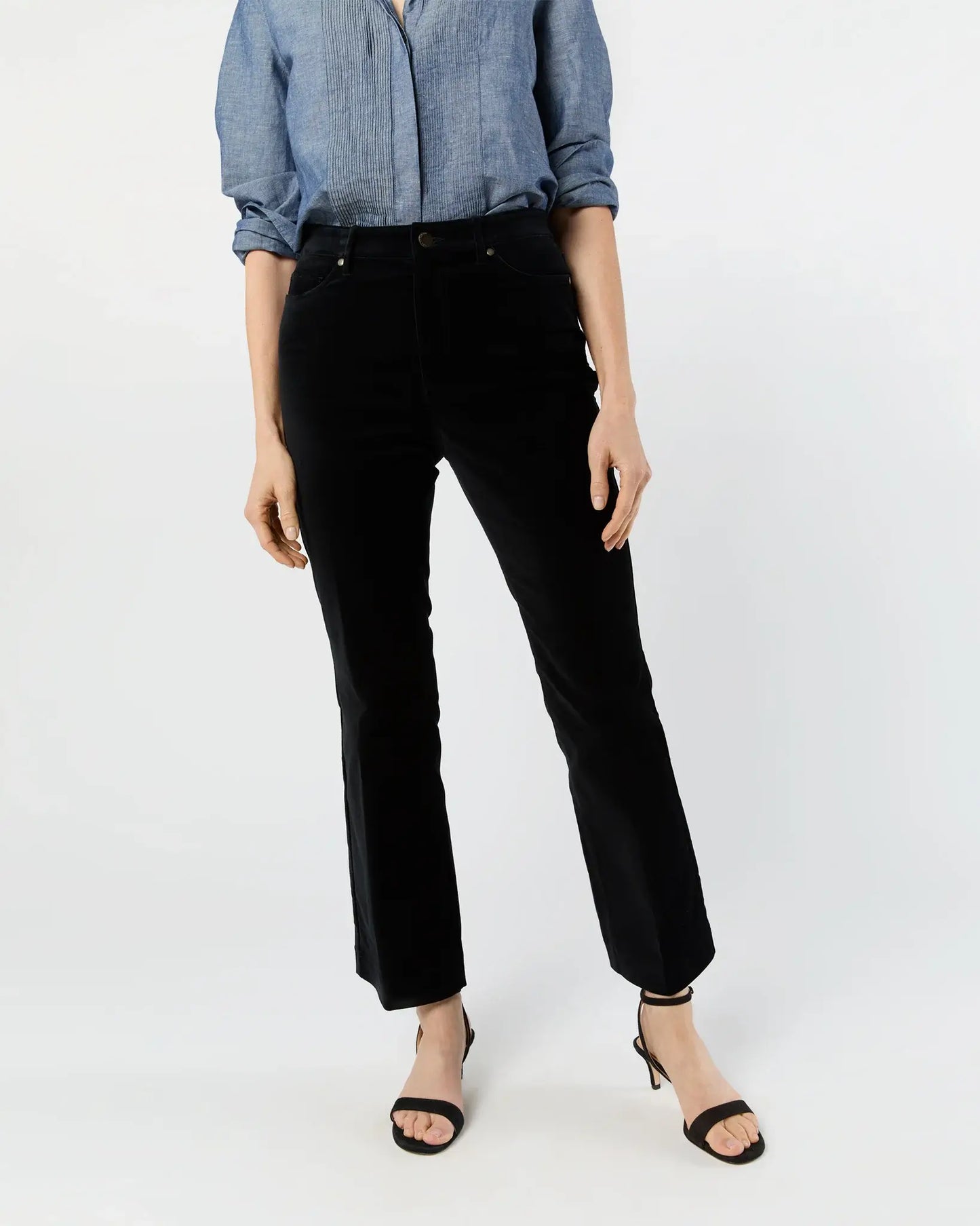 KENDALL FLARE 5-POCKET JEAN- BLACK STRETCH VELVETEEN