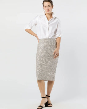 PULL-ON SKIRT- SILVER SEQUIN