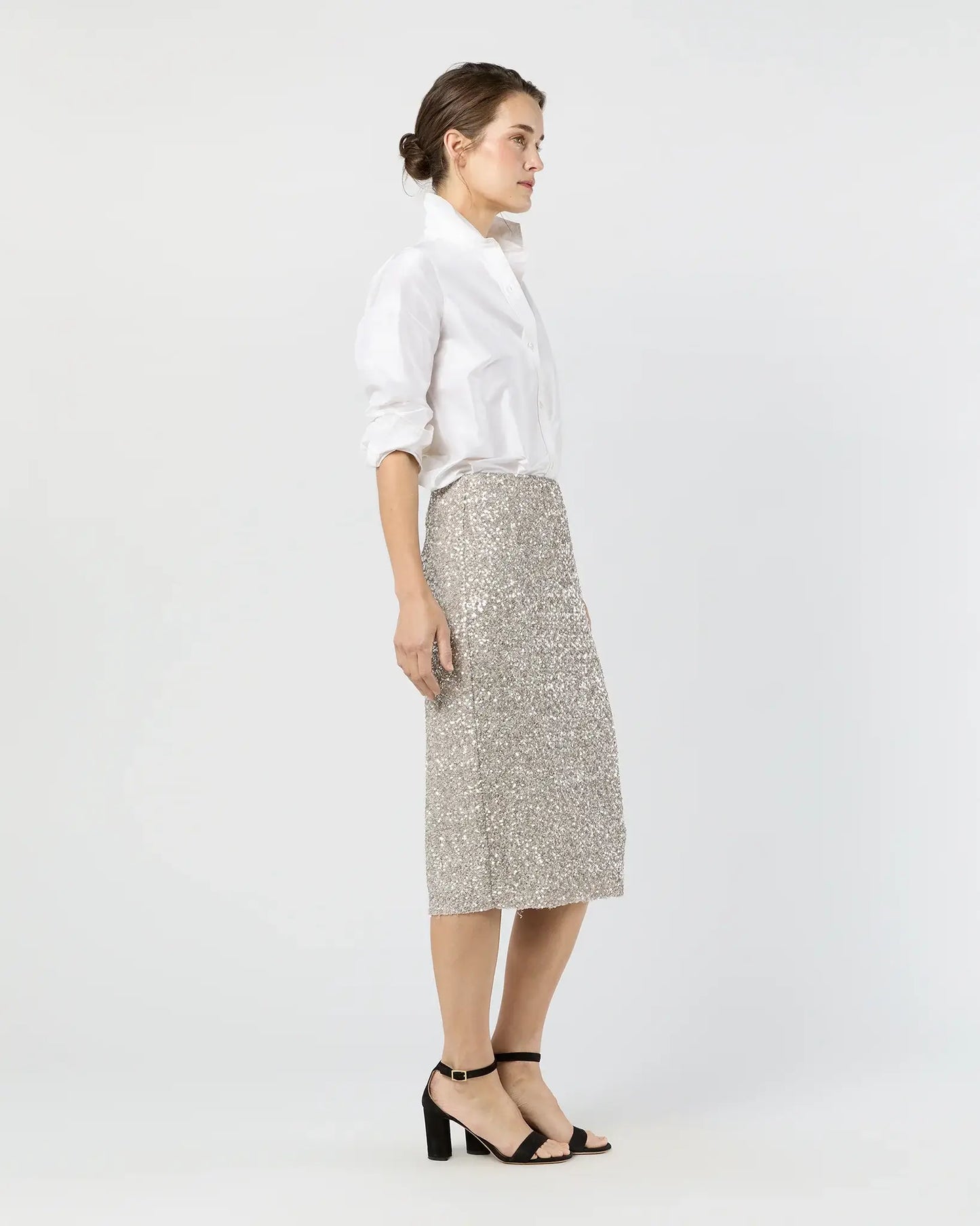 PULL-ON SKIRT- SILVER SEQUIN