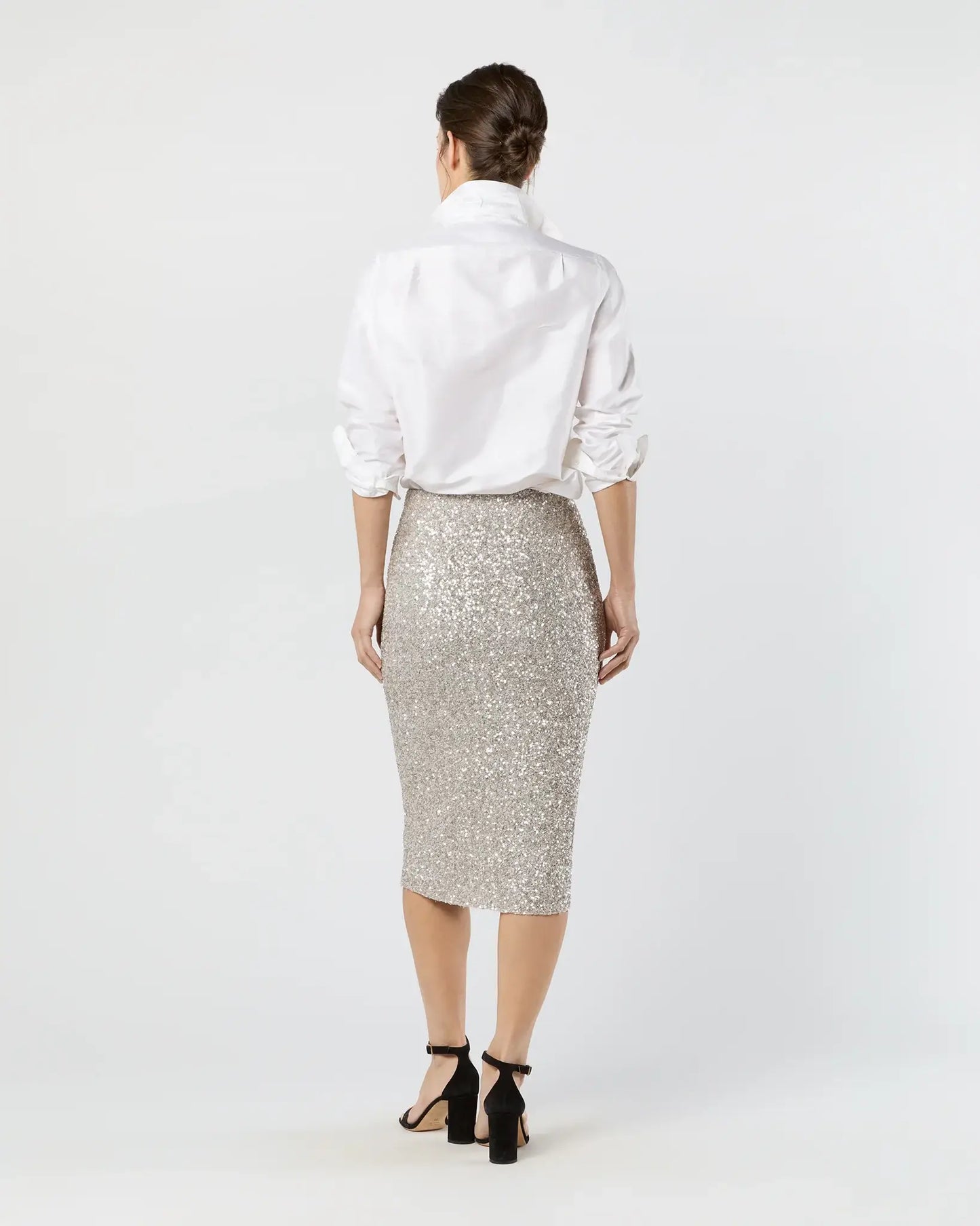 PULL-ON SKIRT- SILVER SEQUIN