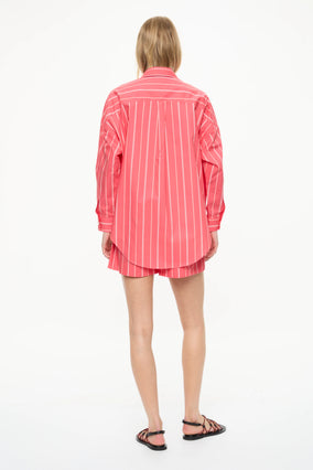 MARA OVERSIZED LONG SLEEVE SHIRT STRIPE- WATERMELON/SALSA