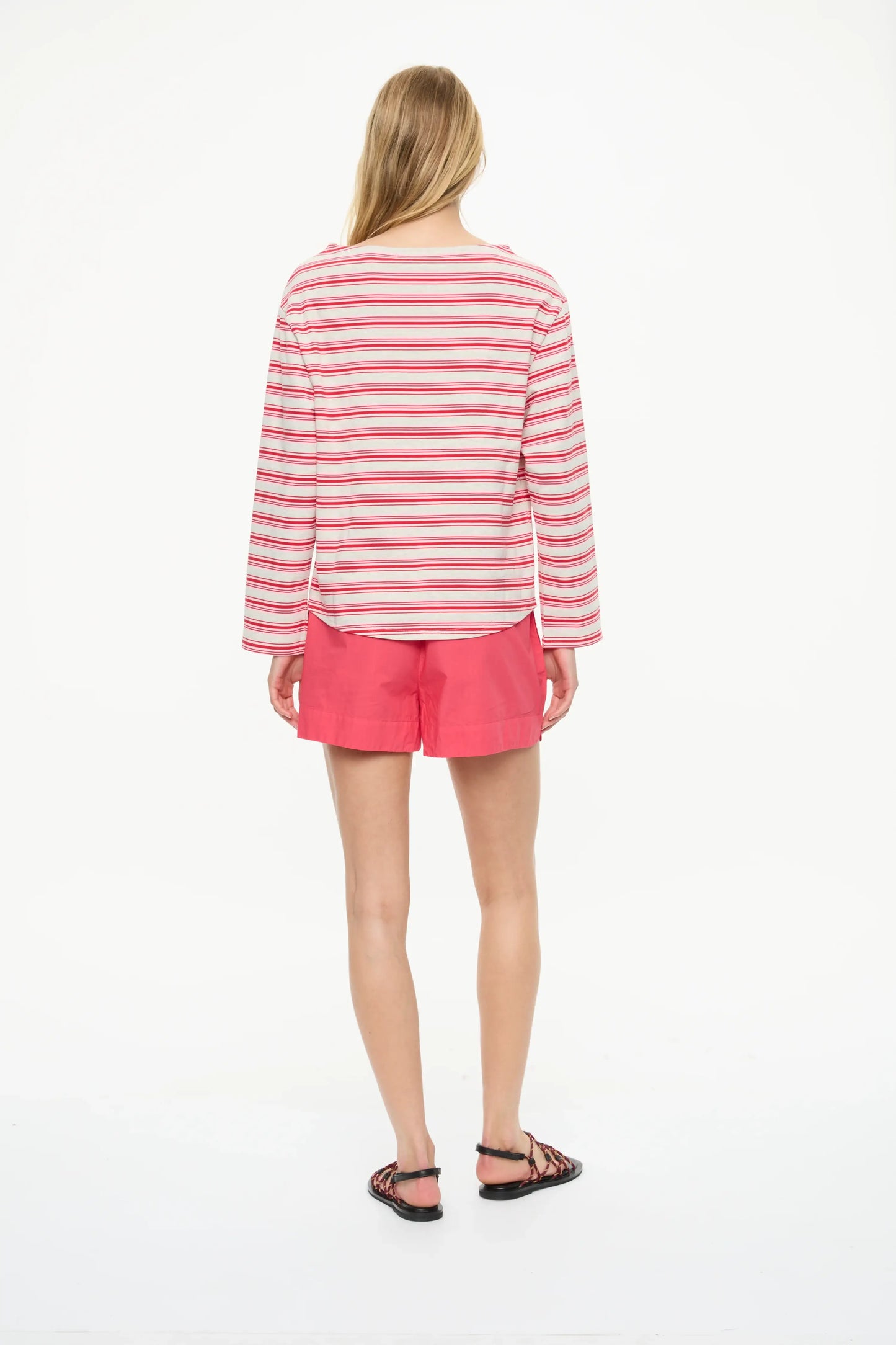 AMARA OVERSIZE LONG SLEEVE BOATNECK- SALSA/PRIMROSE/GREY MARLE