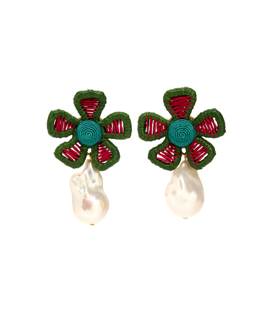 CROWN DAISY EARRINGS IN MACAW (CLIP-ON)