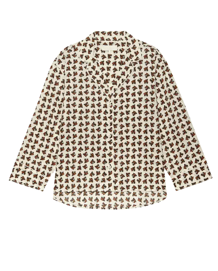 THE PAJAMA SHIRT - CREAM HORSE MEDALLION PRINT