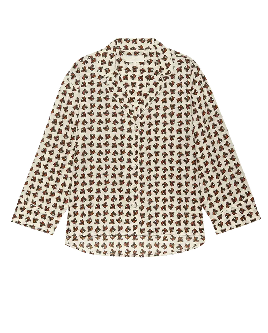 THE PAJAMA SHIRT - CREAM HORSE MEDALLION PRINT