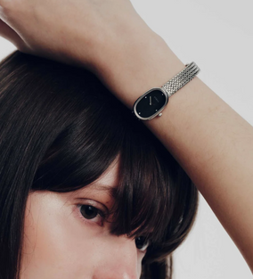 Jane Mini Tethered - Silver and Black Metal Bracelet Watch