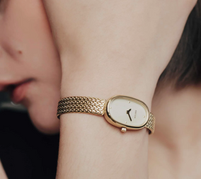 Jane Mini Tethered - Gold and Champagne Metal Bracelet Watch