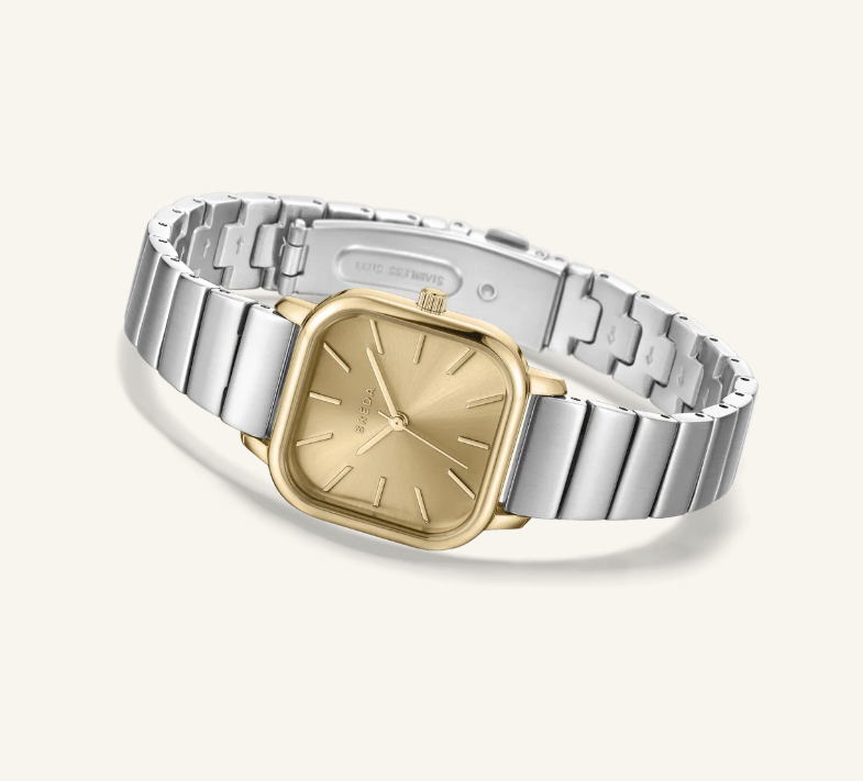Esther - Silver and Gold Metal Bracelet Watch, 26MM