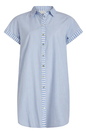 RIGA SHORT SLEEVE SHORT DRESS - NAVY STRIPES