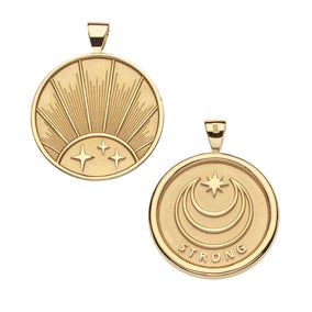 RISING SUN STRONG JW ORIGINAL PENDANT COIN ON 18" DRAWN LINK CHAIN