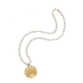 RISING SUN STRONG JW ORIGINAL PENDANT COIN ON 18" DRAWN LINK CHAIN