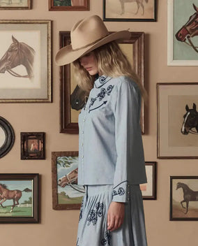 THE CHAMBRAY EMBROIDERED WESTERN SHIRT